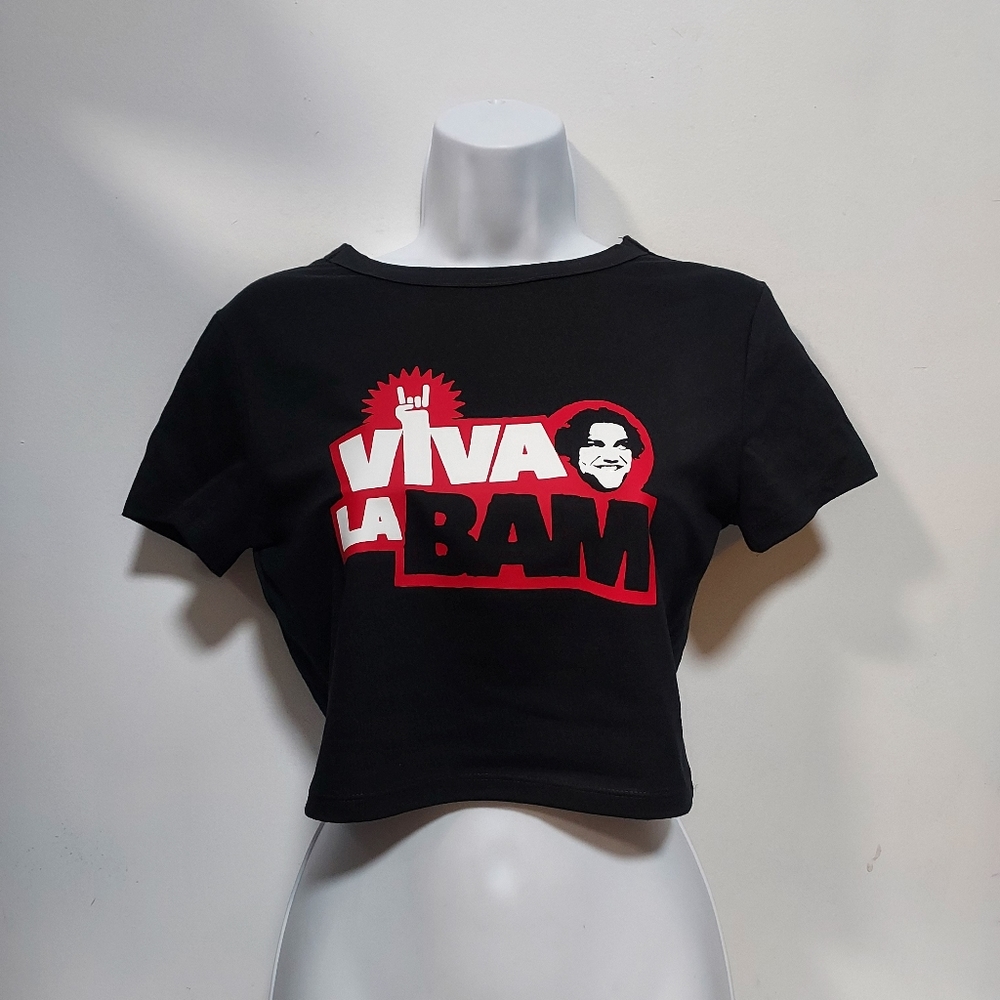 Viva La Bam Black Graphic Crop Tank Top - Picture 2 of 5